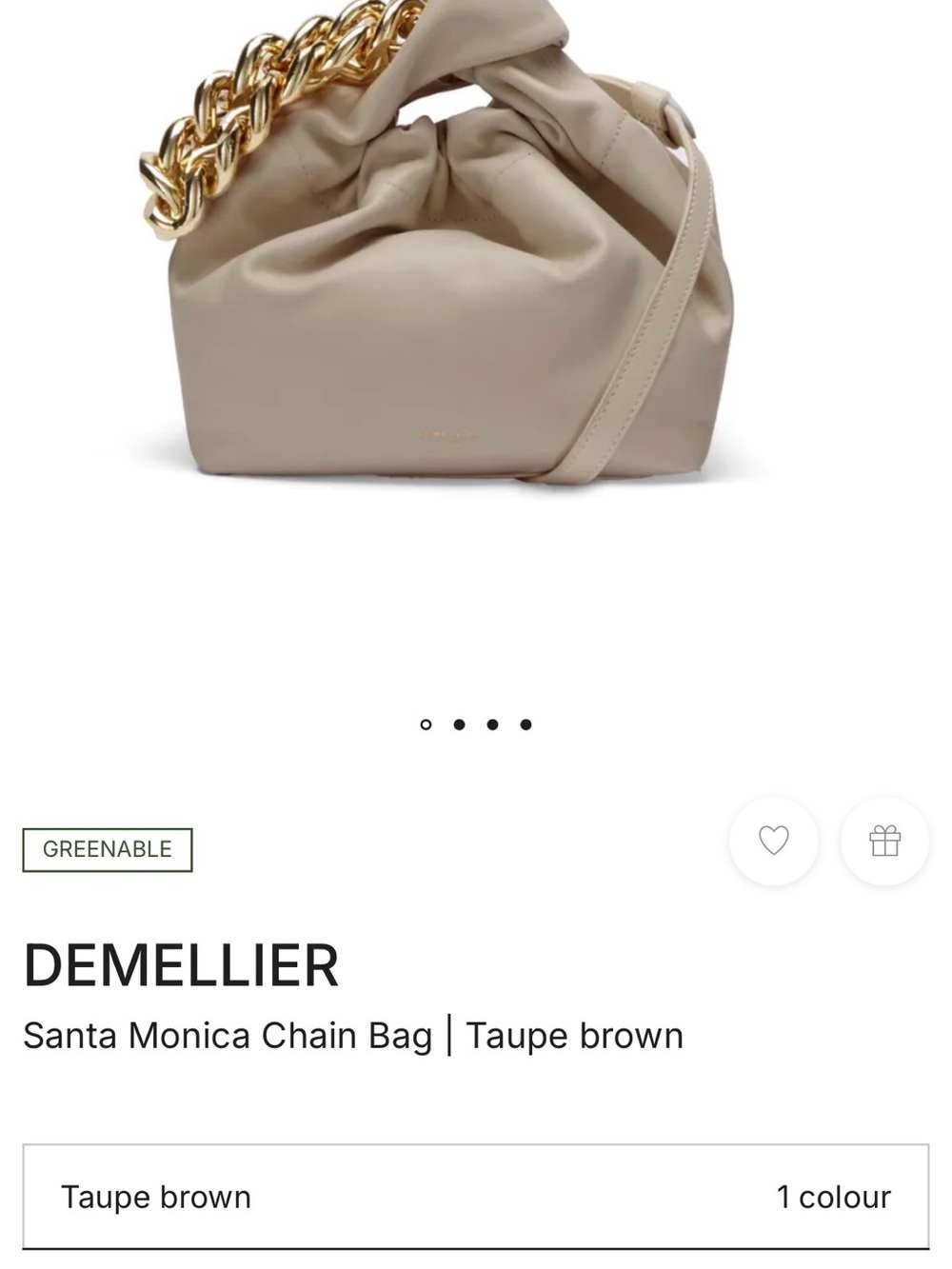DEMELLIER Taupe Brown Santa Monica Chain Bag